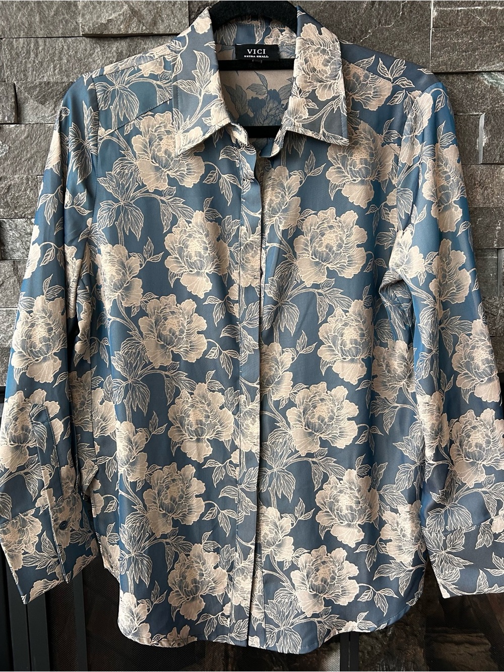 VICI Vintage-Style Floral Button-Down Top